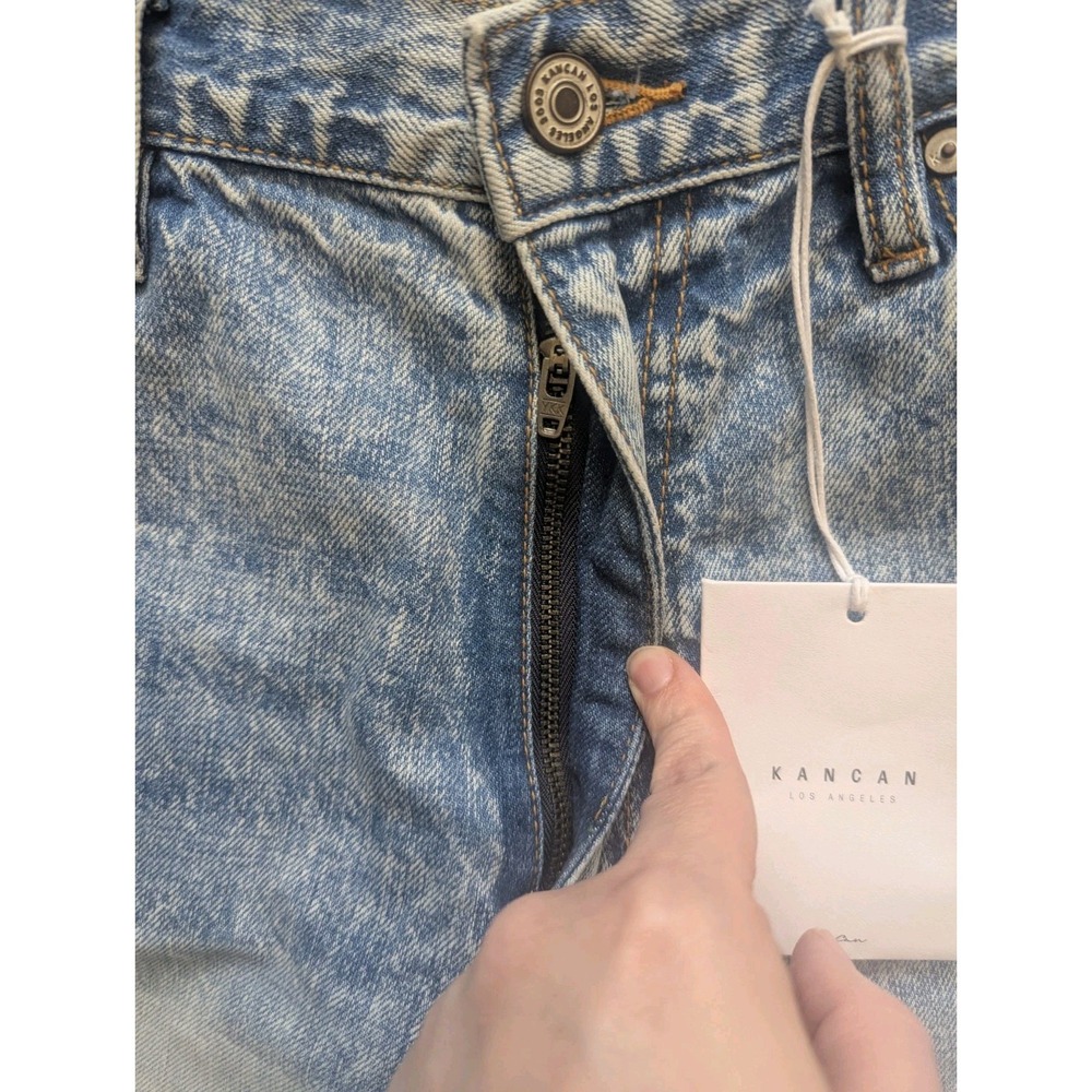 Kancan Jeans 30 Blue Acid Wash Faded Distressed High Rise Baggy Straight Y2K - Picture 6 of 12